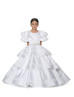 Beaded White Lace Satin Layered Flower Girl Dress